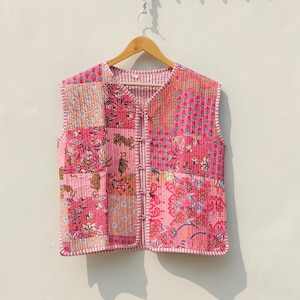 Handmade Cotton Patchwork Kantha Jacket: Bohemian Quilted Coat