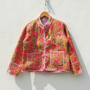 Block Printed Quilted Jacket: Handmade Boho Indian Coat
