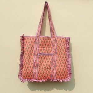 Indische handgemachte Tasche, Blumen gesteppte Markttasche, stilvolle Einkaufstasche, handgemachte Einkaufstasche, Hippie-Tasche, gedruckte Schultertasche