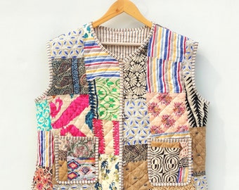 パッチワークキルティングベスト　大人用　 ハンドメイド　① パッチワークキルティングベスト 大人用 ハンドメイド ① パッチワーク