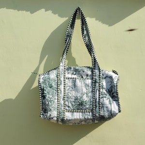 Handmade Quilted Cotton Tote Bag: Reversible Patchwork Shopper