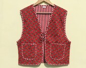 Handmade Cotton Quilted Vest: Indian Block Print Boho Jacket