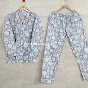Floral Print Cotton Pajama Set: Indian Soft Cotton Night Suit