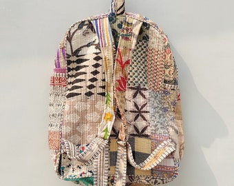 Cotton Patchwork Backpack: Bohemian Indian Laptop Bag