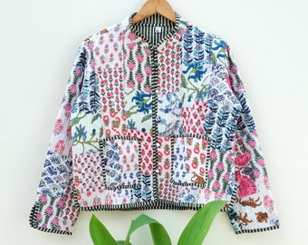 Floral Patchwork Quilted Jacket: Bohemian Reversible Cotton Coat