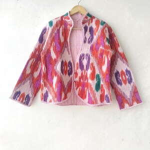 Cotton Quilted Jacket: Handmade Indian Block Print Boho Coat