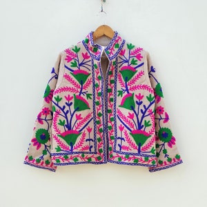 Handmade Suzani Embroidery Jacket Winter Wear Jacket Coat ,Women Coat Suzani Short Suzani Jacket TNT Fabric Suzani Jacket Coat