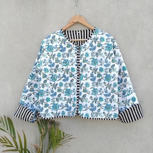 Block Printed Reversible Cotton Quilted Kantha Jacket