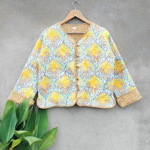 Handmade Cotton Quilted Kimono Jacket: Boho Floral Print