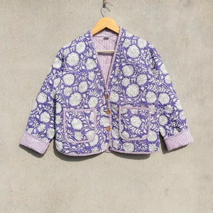 New Style Reversible hand block print cotton quilted jacket coat Jacket, Cotton Block Print Coat, Short Jacket , women’s jacket, Christmas