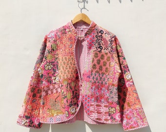 Veste en patchwork de coton nouveau style avec col Veste matelassée en coton, Veste pour femme, Veste réversible, Veste à longs patchs, Veste pour elle