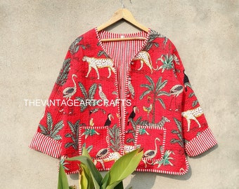 Baumwoll-Steppjacke Frauen tragen vorne offene Kimono-Streifenpaspel Handgefertigte Vintage-Steppjacke, Mäntel, neuer Stil, Boho-Doppelseite tragen