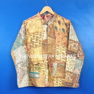 Handmade Silk Kantha Jacket: Reversible Patchwork Kimono