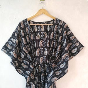 Hand Block Printed Cotton Kaftan \ Beach Wear / Indian Printed Boho Summer Fashion Sleepwear , Indian Kaftan Women Gift For Her