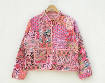 Veste en patchwork de coton nouveau style avec col Veste matelassée en coton, Veste pour femme, Veste réversible, Veste à longs patchs, Veste pour elle