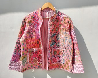 Veste en patchwork de coton nouveau style avec col Veste matelassée en coton, Veste pour femme, Veste réversible, Veste à longs patchs, Veste pour elle