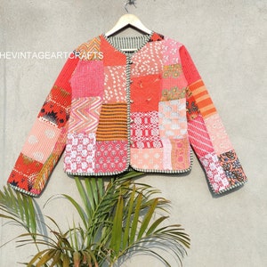 Handmade Patchwork Kantha Jacket: Bohemian Quilted Cotton Coat