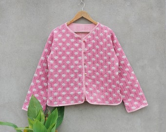 Baumwolle Steppjacke Frau tragen vorne offen Kimono Streifen Paspol handgemachte Vintage Steppjacke Mantel neue Stil BOHO DOUBLE seitliche Abnutzung