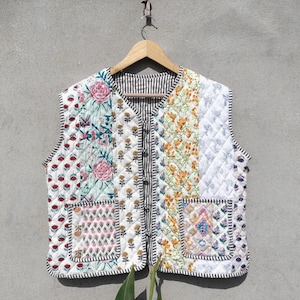 Hand Made Patchwork Jackets, Indian Cotton Handmade Winter Jacket Coat, Bohemian Style Jacket, Unisex Short Quilted Kantha Jacket zdjęcie 1