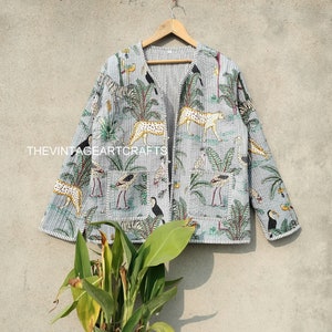 Handmade Cotton Quilted Kimono Jacket: Reversible Boho Coat