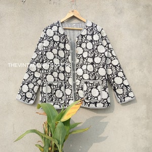 Reversible Hand Block Print Cotton Quilted Jacket Handmade Cotton Flower Printed jacket New Style Jacket Handmade Reversible Jacket