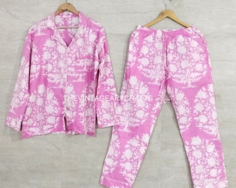 Indian Floral Print Cotton Pajama Set - Soft Cotton Night Suit