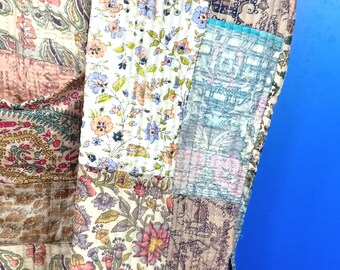 ハンドメイドシルクカンタジャケット：リバーシブルパッチワーク着物
