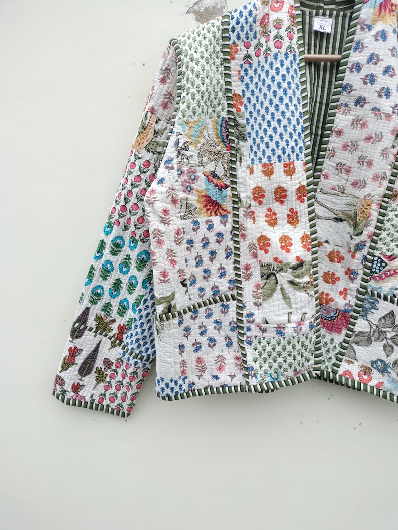 Patchwork Quilted Cotton Jacket : Handmade Bohemian Reversible Coat - Etsy
