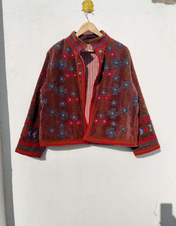 Suzani Embroidery Velvet TNT Jacket : Handmade Jacket