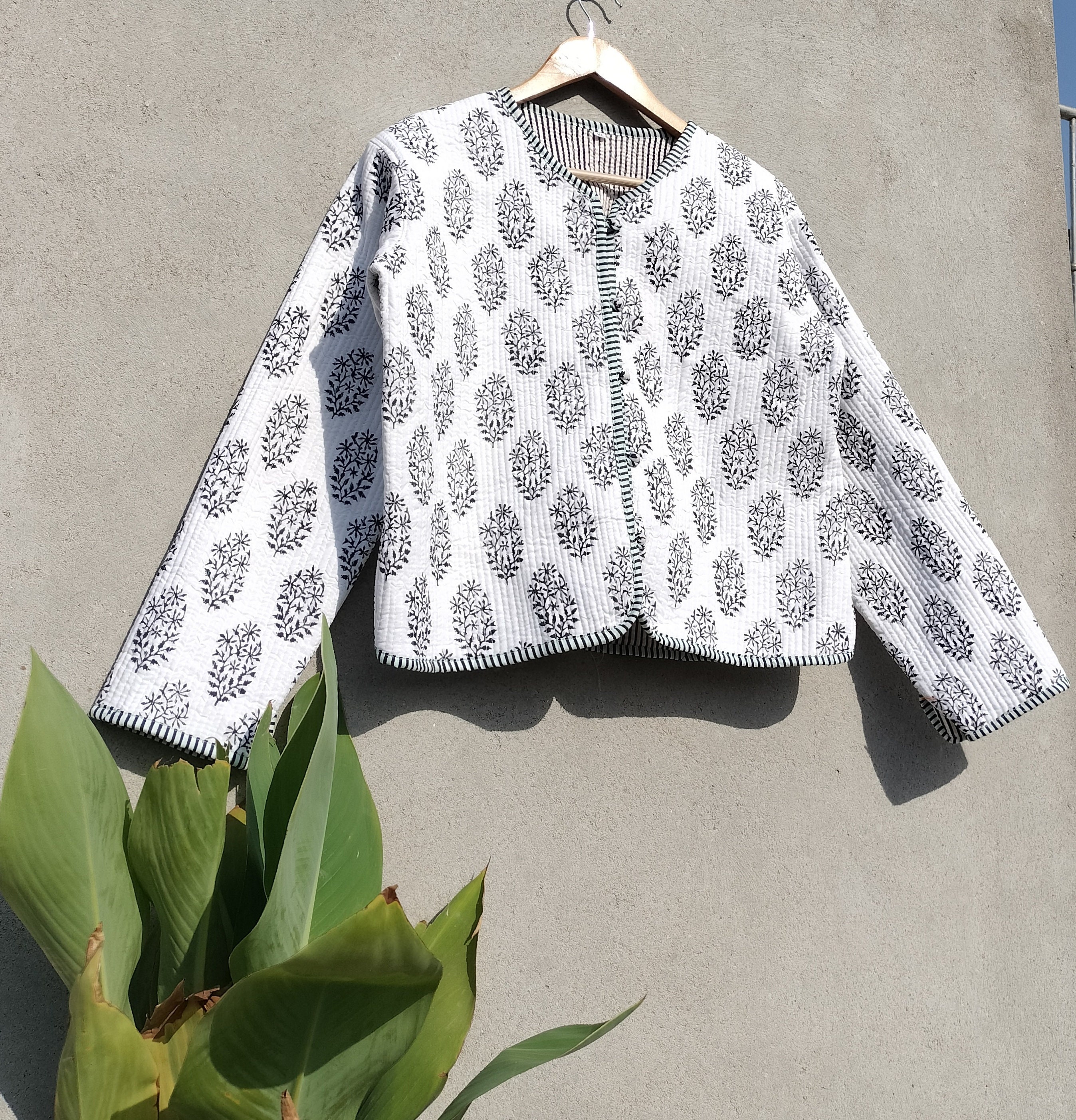 AMERI ★ INDIA BLOCK PRINT JACKET Reversible Block Print Quilted Jacket: Indian Patola Cotton Coat
