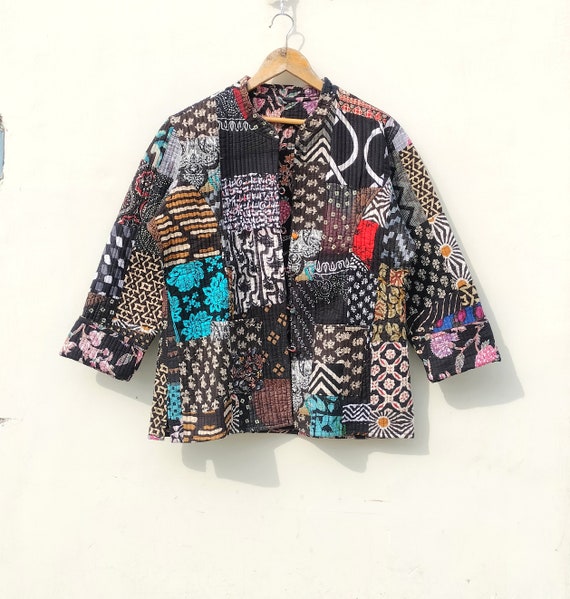 Indian Silk Jacket Women Quilt Jacket Reversible Silk Jacket