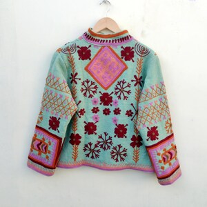 Handmade Suzani Embroidery Jacket: Reversible Organic Cotton Floral Coat image 7