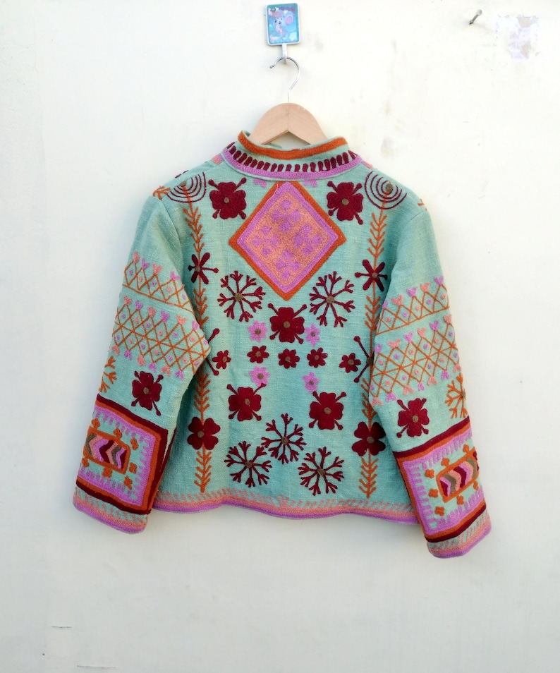 Handmade Suzani Embroidery Jacket: Reversible Organic Cotton Floral Coat image 7