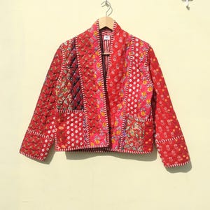 Indian Quilted Patchwork Jacket: Vintage Boho Cotton Coat