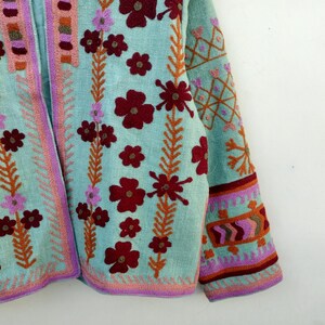 Handmade Suzani Embroidery Jacket: Reversible Organic Cotton Floral Coat image 6
