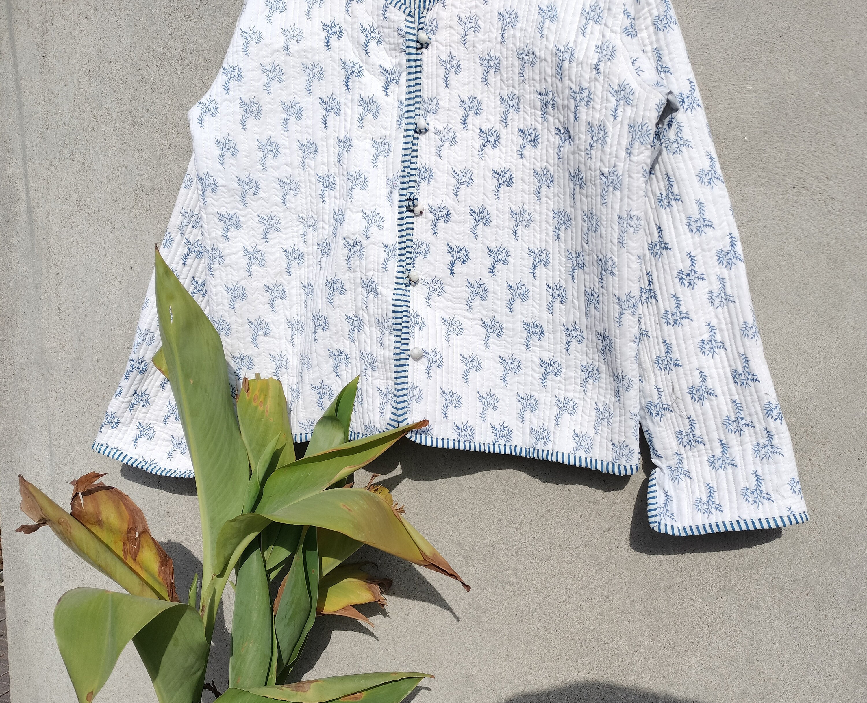 Handmade Indian Block Print Quilted Cotton Jacket - Etsy Finland