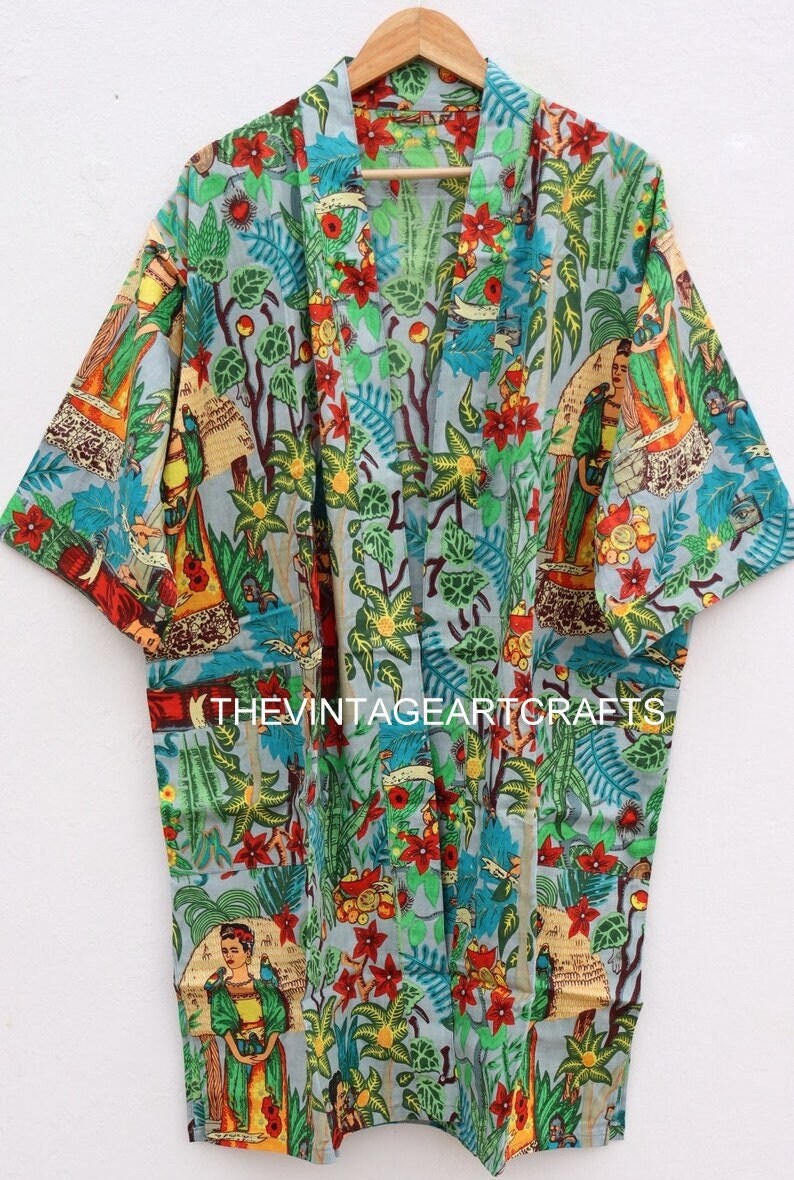 Kimono Robe Dressing Gown Vintage Style 100 Cotton Kimono Etsy