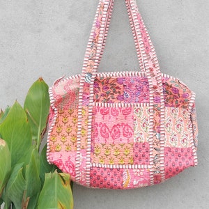 Quilted Cotton Patch Work Reversible Large Multicolor Patch Tote Bag ...