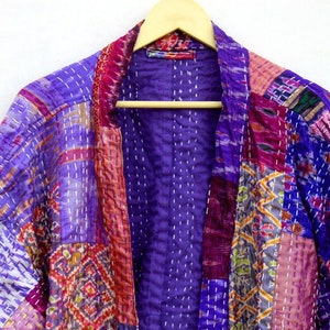 Vintage Silk Sari Kantha Kimono Robes Lover Recycled Dressing - Etsy