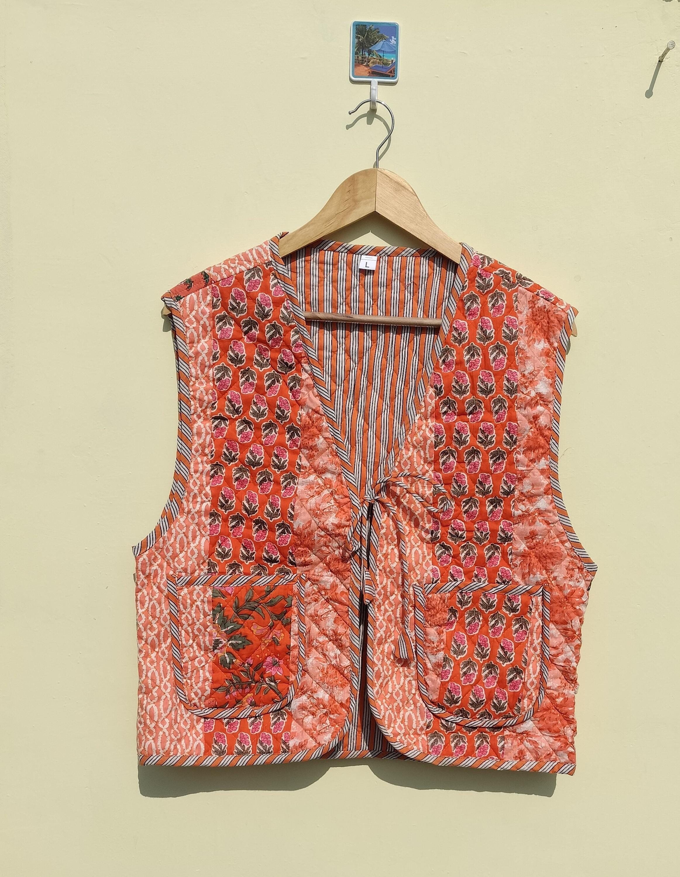 Handmade Cotton Quilted Vest: Vintage Style Floral Patchwork