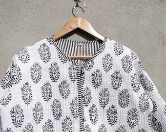 Reversible Block Print Jacket Indian Quilted Jacket Patola