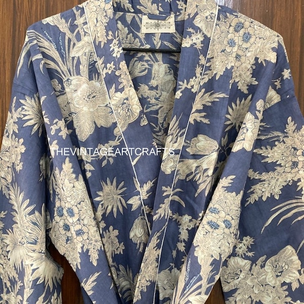 EXPRESS DELIVERY- Cotton kimono Robes,Bird print Kimono,Soft and comfortable Bath robes,wrap dress,House Coat Robe,women men kimono gift