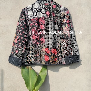 Patchwork Quilted Jackets Cotton Floral Bohemian Style Fall Winter Jacket Coat Sweatshirt Boho Quilted Reversible Jacket for Women image 7