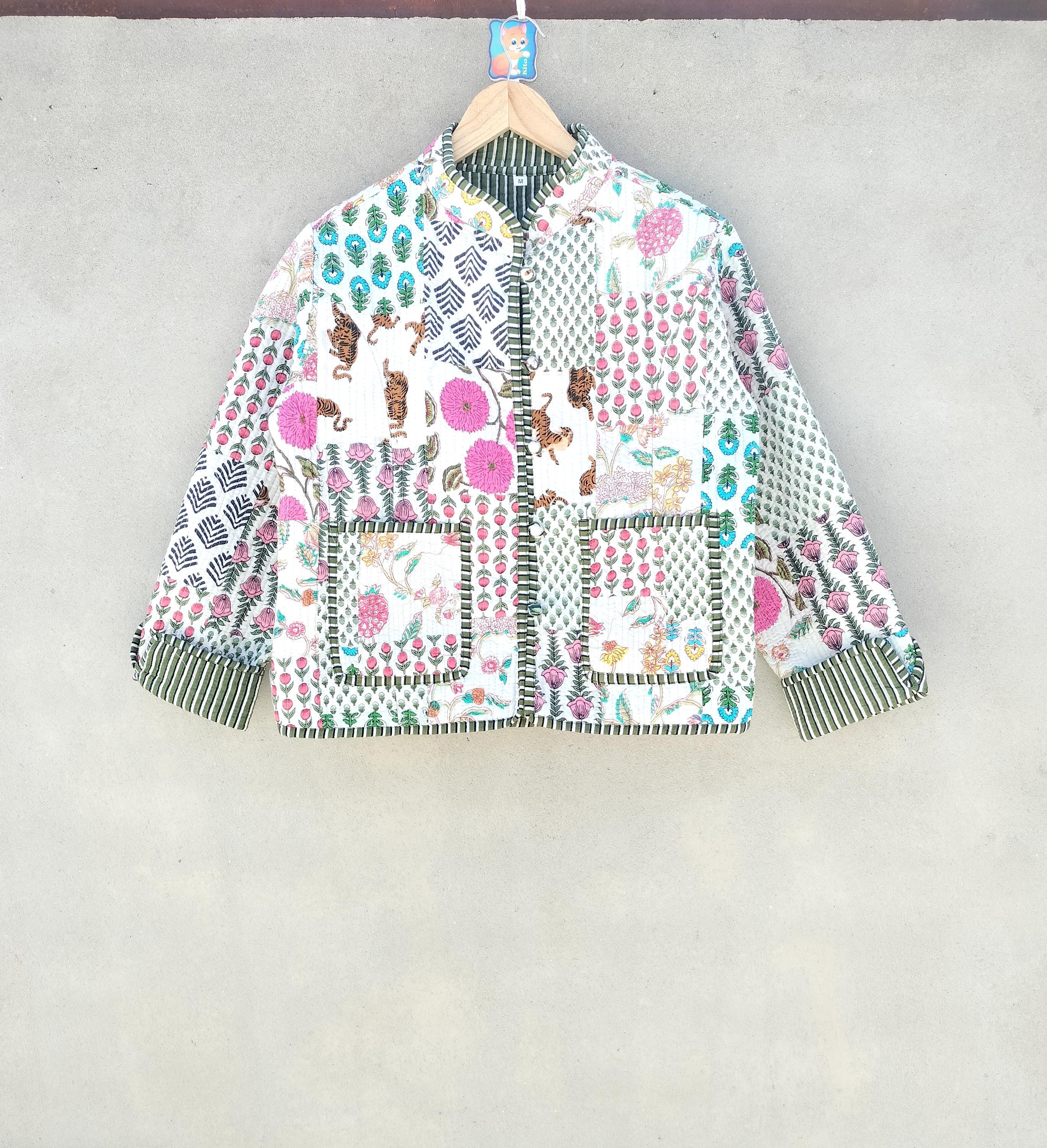 Indische Handgemachte Baumwolle Patchwork Jacke: Vintage Jacke