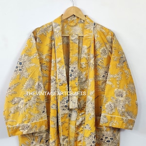 EXPRESS DELIVERY- Cotton kimono Robes, Indigo print Kimono, Soft and comfortable Bath robes, wrap dress, House Coat Robe Blue