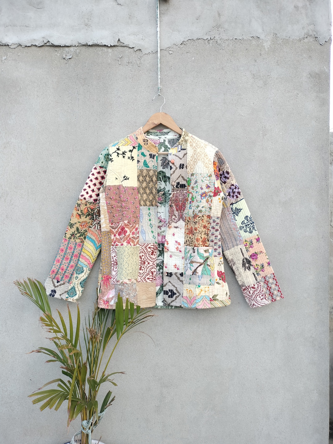 Handmade Patchwork Jacket, Hand Stitched Cotton Patchwork Jacket