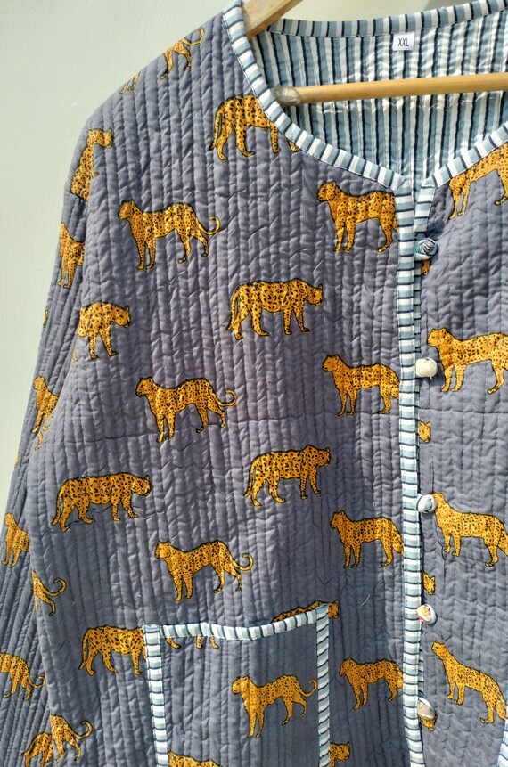 AMERI ★ INDIA BLOCK PRINT JACKET Indian Block Print Jacket Handmade Quilted Cotton Jacket