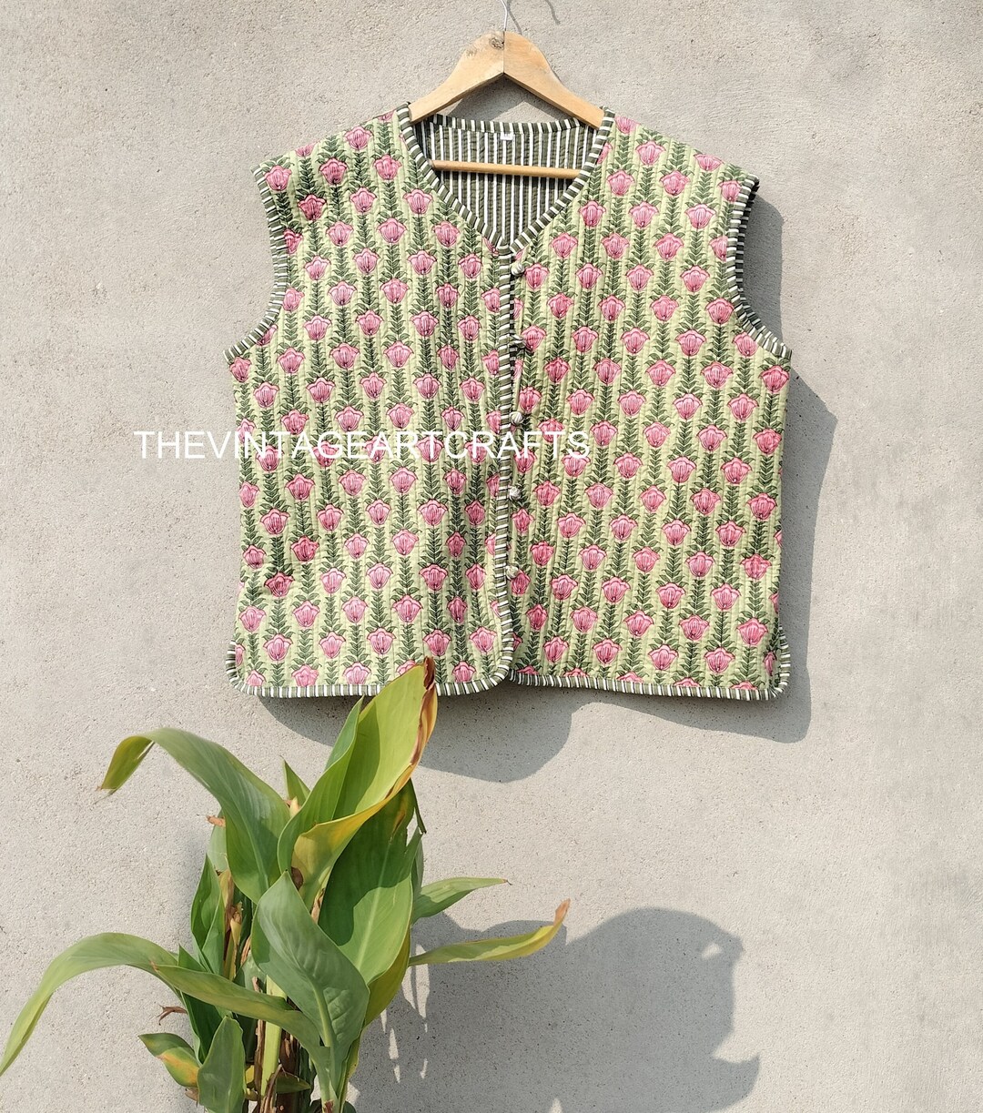 Handmade Block Print Quilted Vest: Indian Floral Jacket - Etsy