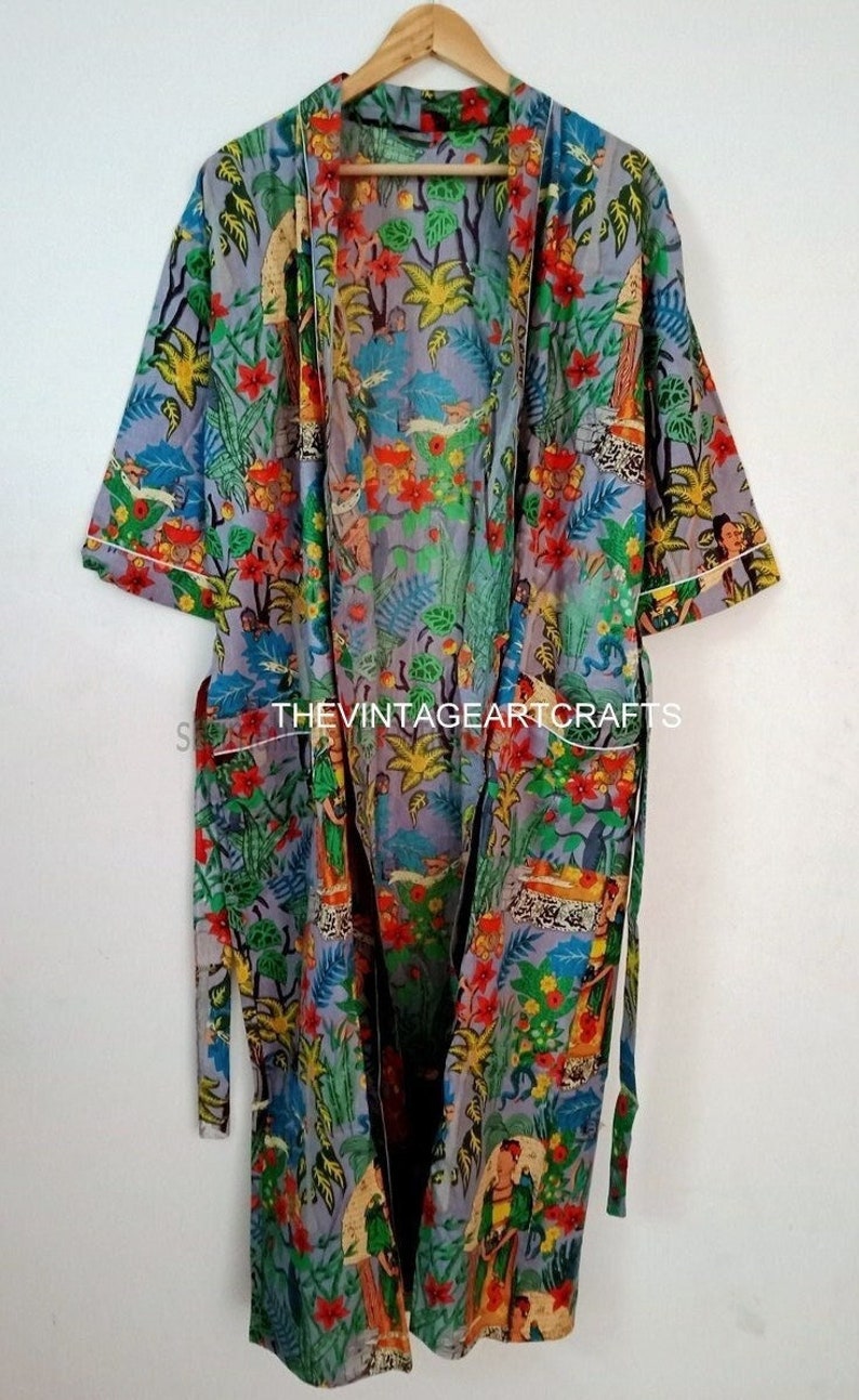 Kimono Robe Dressing Gown Vintage Style 100 Cotton Kimono Etsy