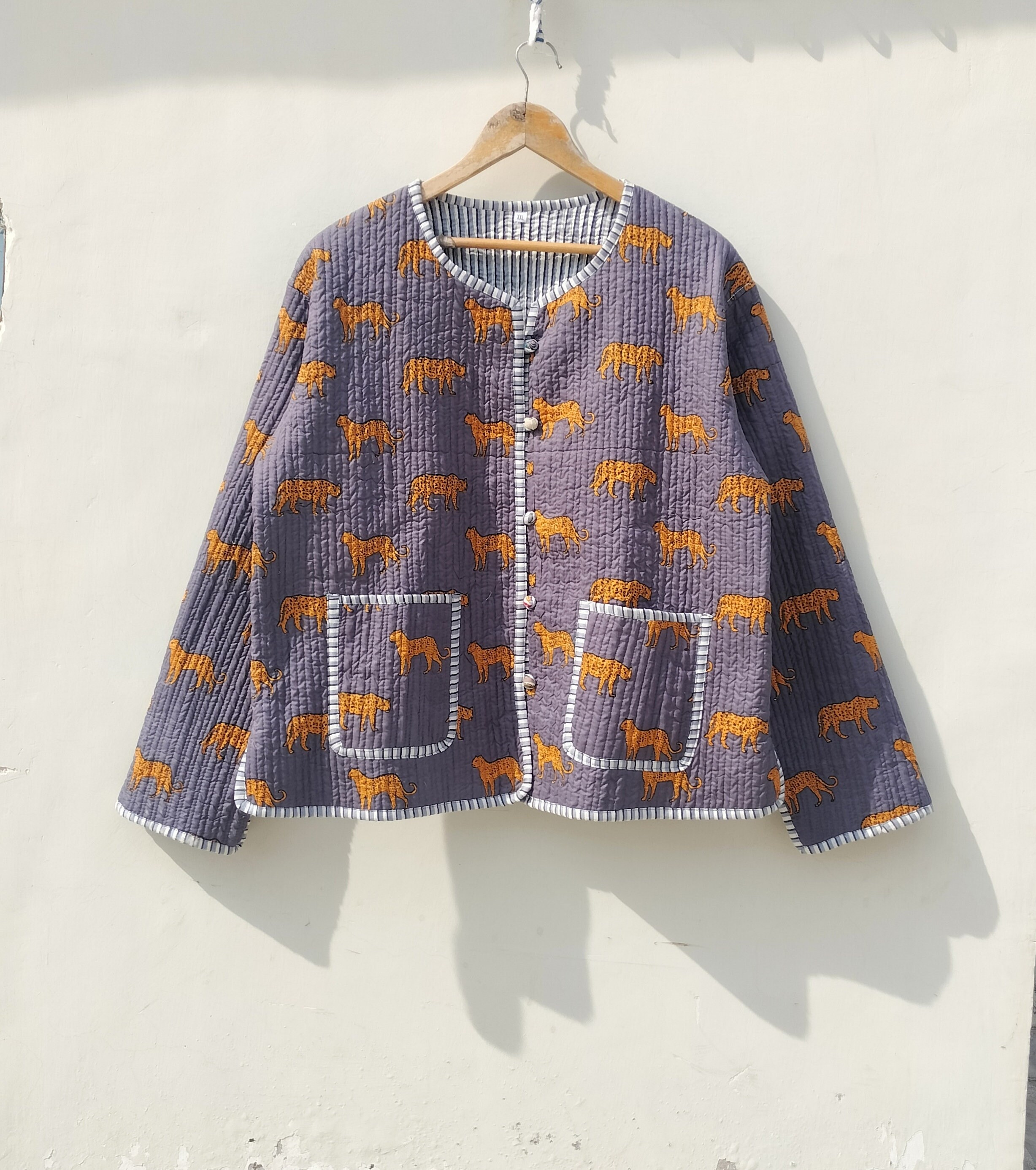 AMERI ★ INDIA BLOCK PRINT JACKET Indian Block Print Jacket Handmade Quilted Cotton Jacket